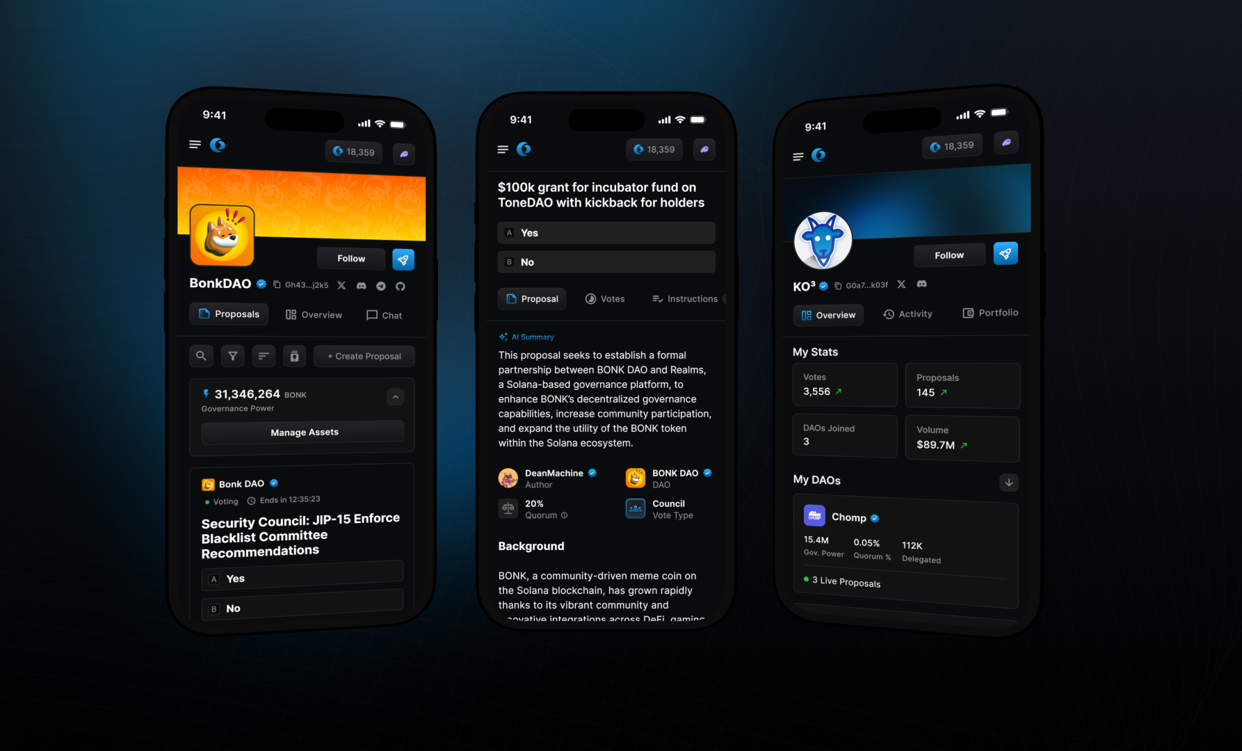Realms shared-funds management view
